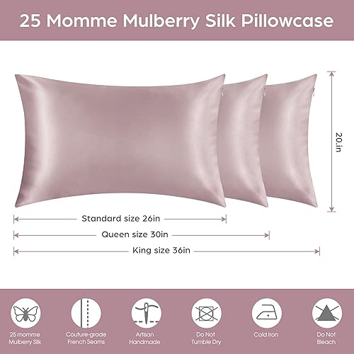 Miniatura 7 de Funda de almohada de seda para cabello y piel, paquete de 2 fundas de almohada 100% seda de morera 25 momme, 600 hilos, fundas de almohada de seda