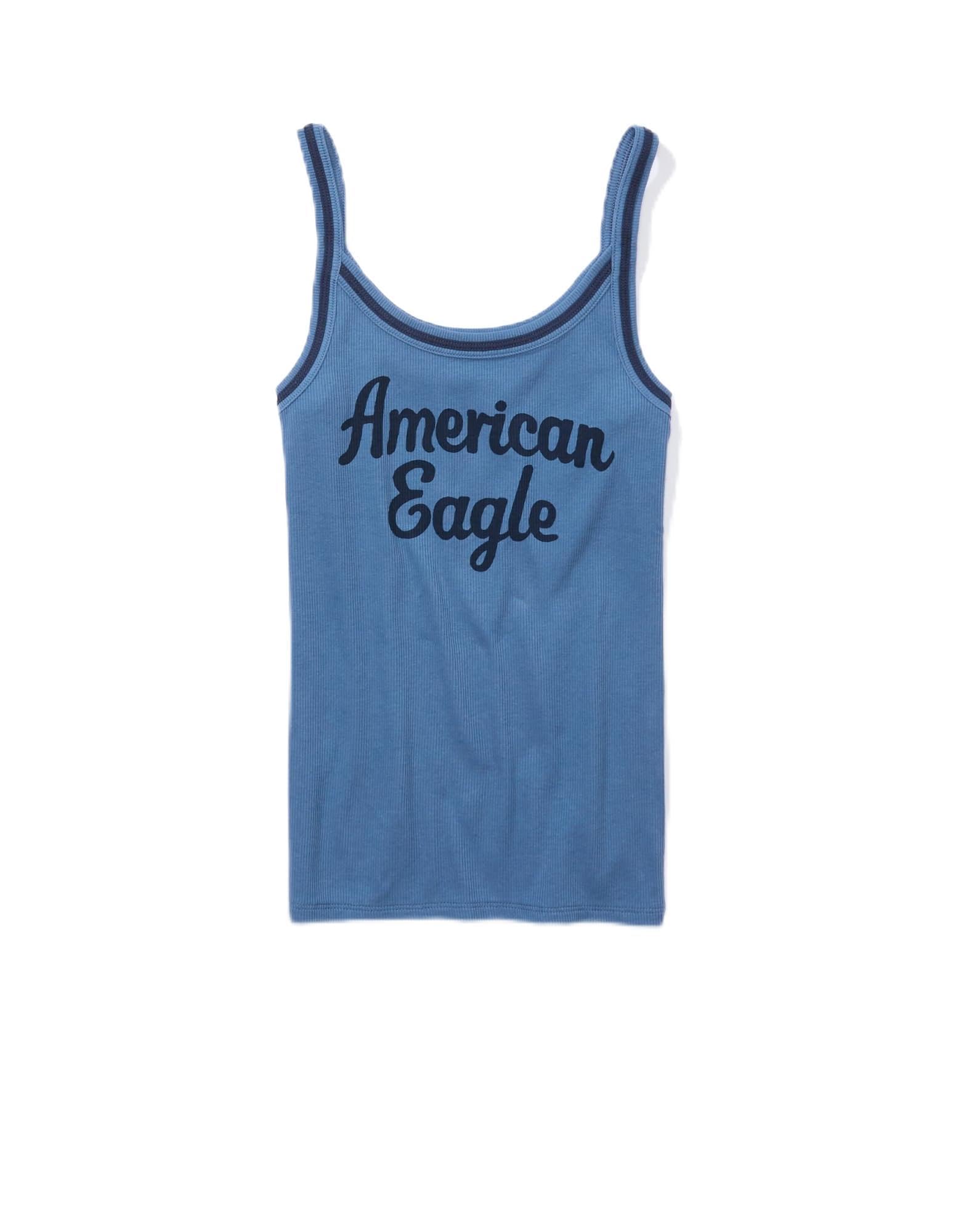 American Eagle Womens U-1531-5667-410 Ribbed Graphic Tank Top