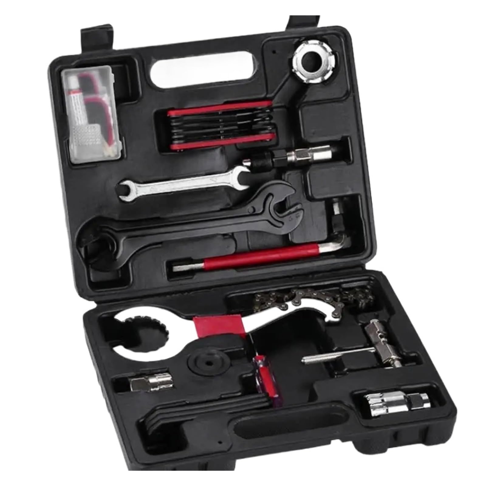 Juego de herramientas universales reparación bicicletas, llave y cadena for radios bicicleta montaña carretera, desmontaje volante pedalier, multifuncionales multiusos
