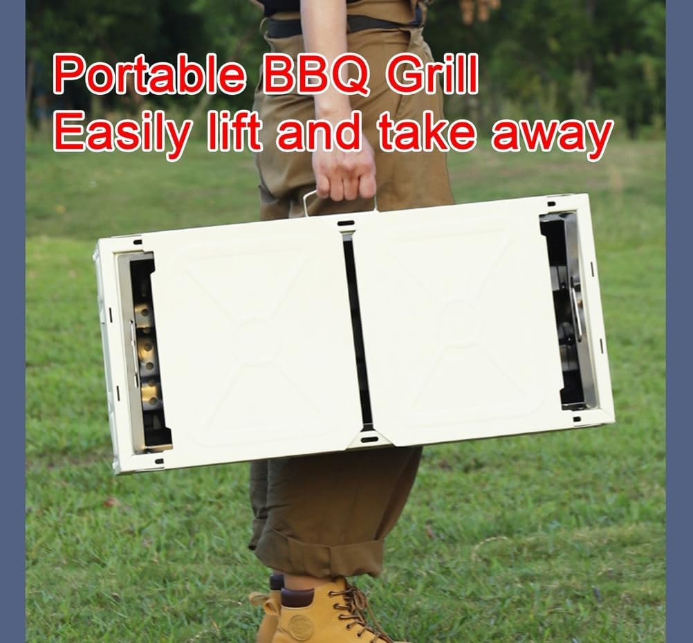Portable Stainless Steel Grill, Home Charcoal Grill and Outdoor Folding Grill, Perfect for Traveling, Outdoor Cooking and Grilling, Camping, picnics.