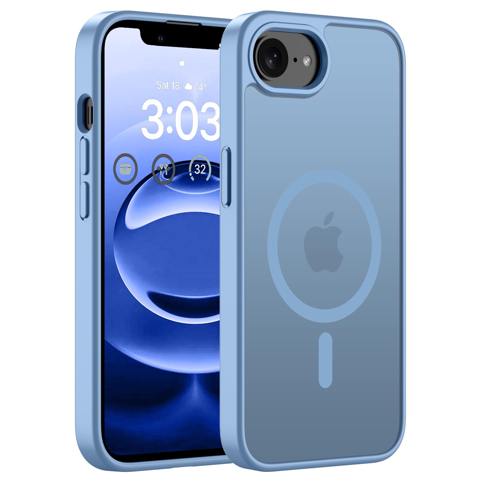 ORDA für iPhone 16e Hülle für iPhone 17e Hülle Kompatibel mit MagSafe,Magnetisch Handyhülle für iPhone 16e/17e Case Durchscheinende Matt Rückseite Dünn Stoßfest Schutzhülle Hellblau
