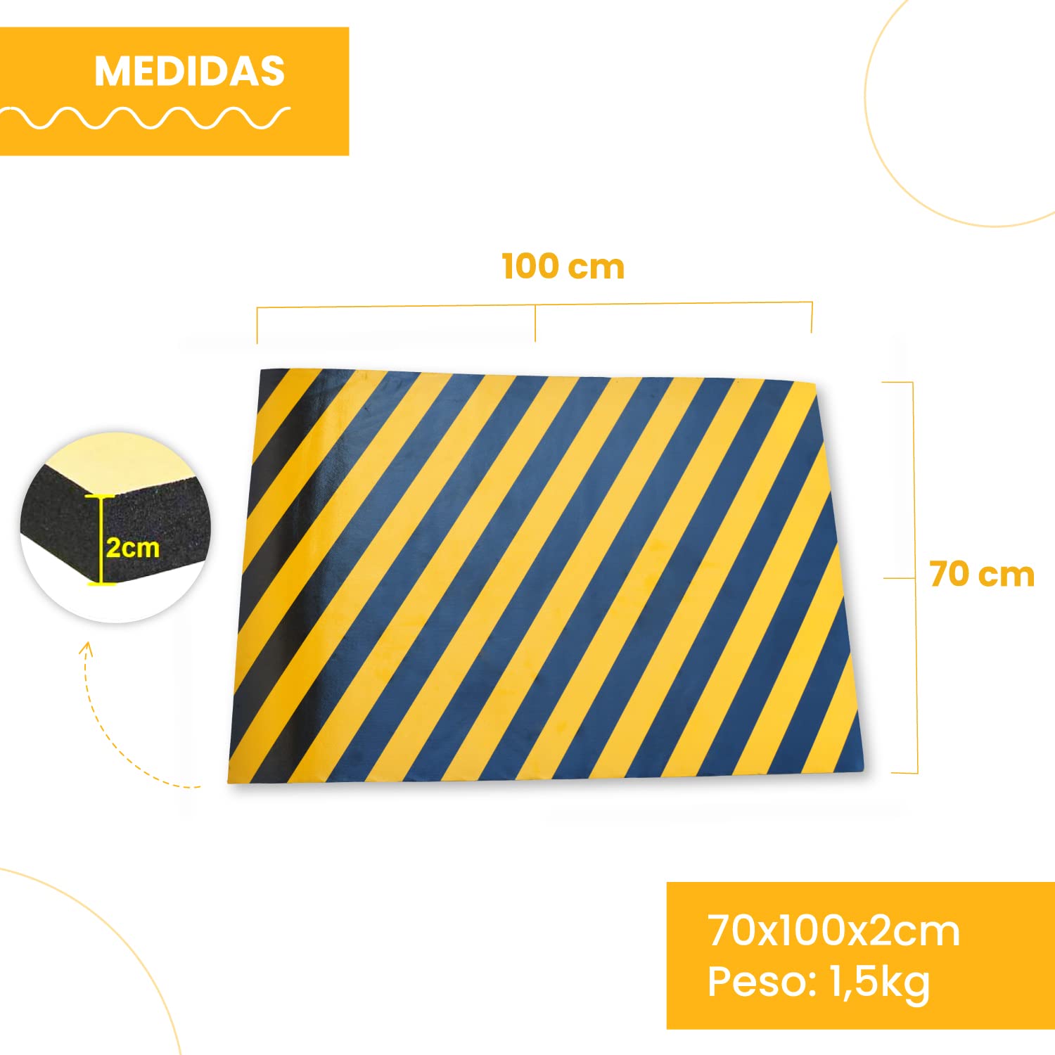 PARKING FACIL | Protector de Columnas de Garaje | Color Amarillo y Negro | Longitud 100 cm| Altura 70 cm | Espesor: 2 cm | Protección para Parking | Fácil Instalación con Autoadhesivo