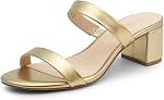 DREAM PAIRS Women's Two adjustable Strap Heels Open Toe Slip on Low Block Chunky Sandals Dress Summer Mules Shoes