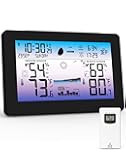 Weather Station Wireless Indoor Outdoor, Digital Thermometer with Accurate Temperature & Humidity, Large Color HD Display with Remote Sensor, Weather Forecast, Atomic Clock, Moon Phase