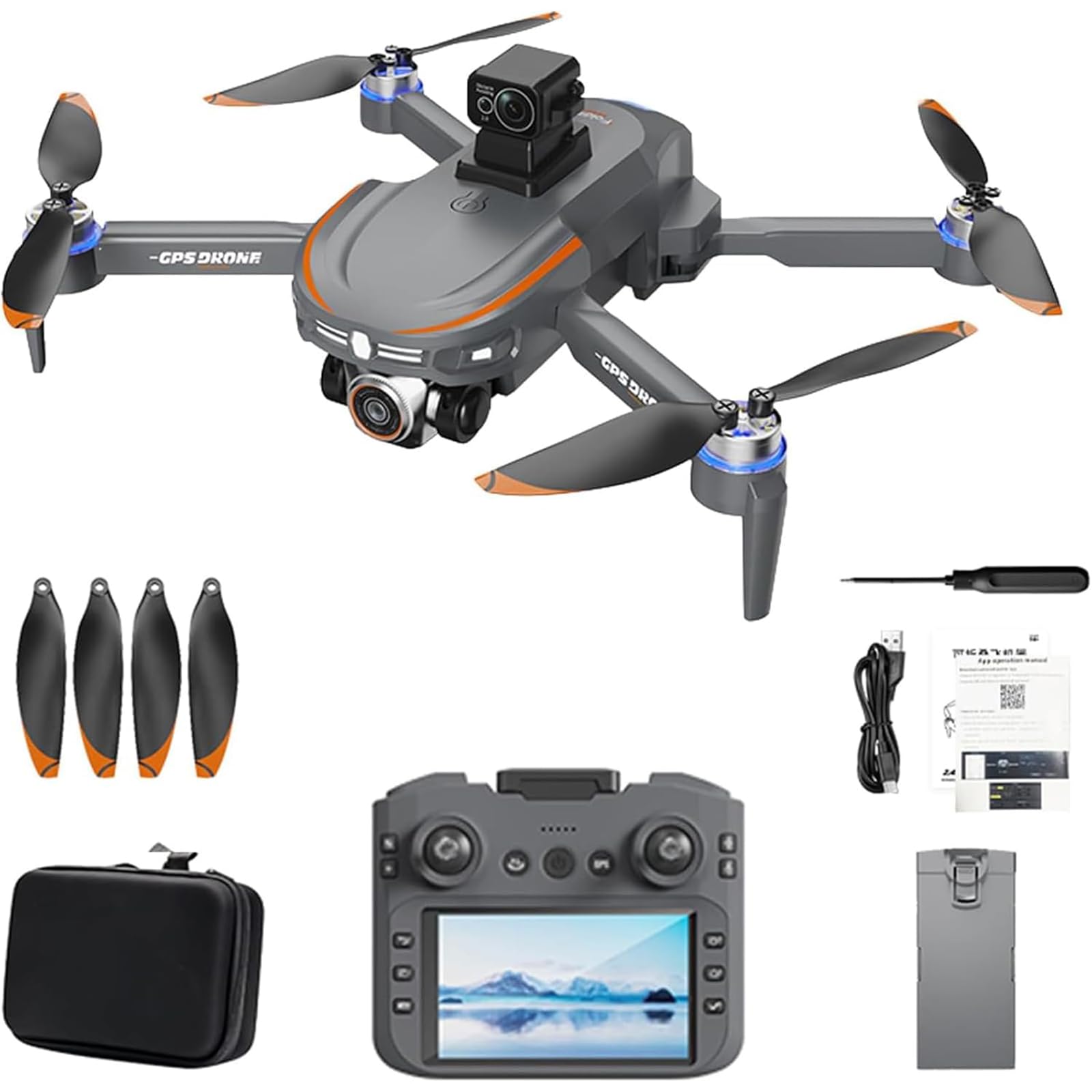 Dron z kamerą 8K dla dorosłych, mini dron FPV z dwiema kamerami, inteligentne omijanie przeszkód, składana konstrukcja, sterowanie za pomocą aplikacji, śledzenie GPS, dla początkujących