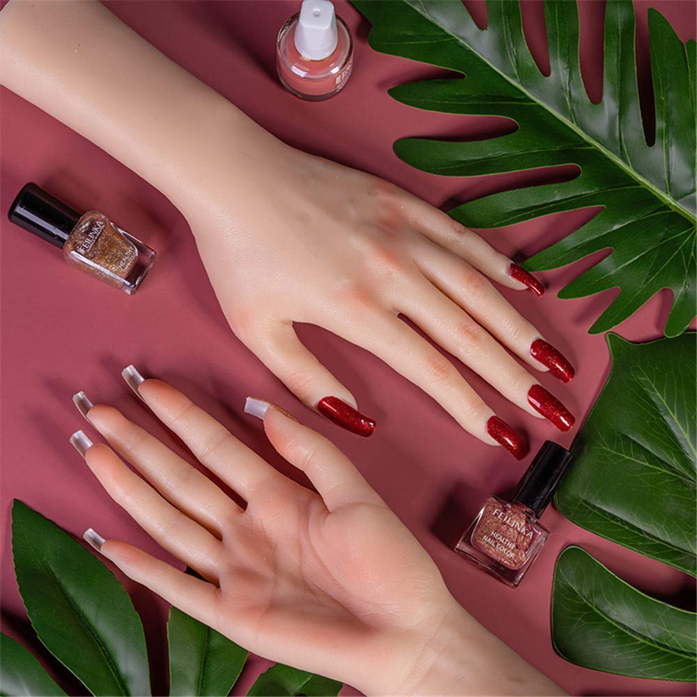 Modello di Mano in Silicone, Mani morbide Mani finte 1 Paio di Anelli di visualizzazione della Mano del manichino delle Donne realistiche in Silicone per Gioielli Nail Art Manicure a Mano Deco