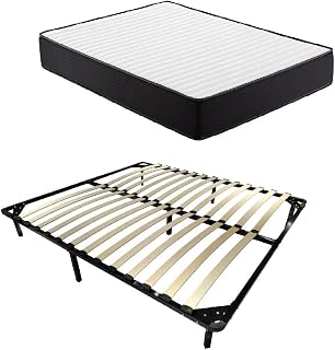 IZTOSS Matelas 140x190x22 en Mousse avec Sommier à Lattes en Bois et Pieds Démontables