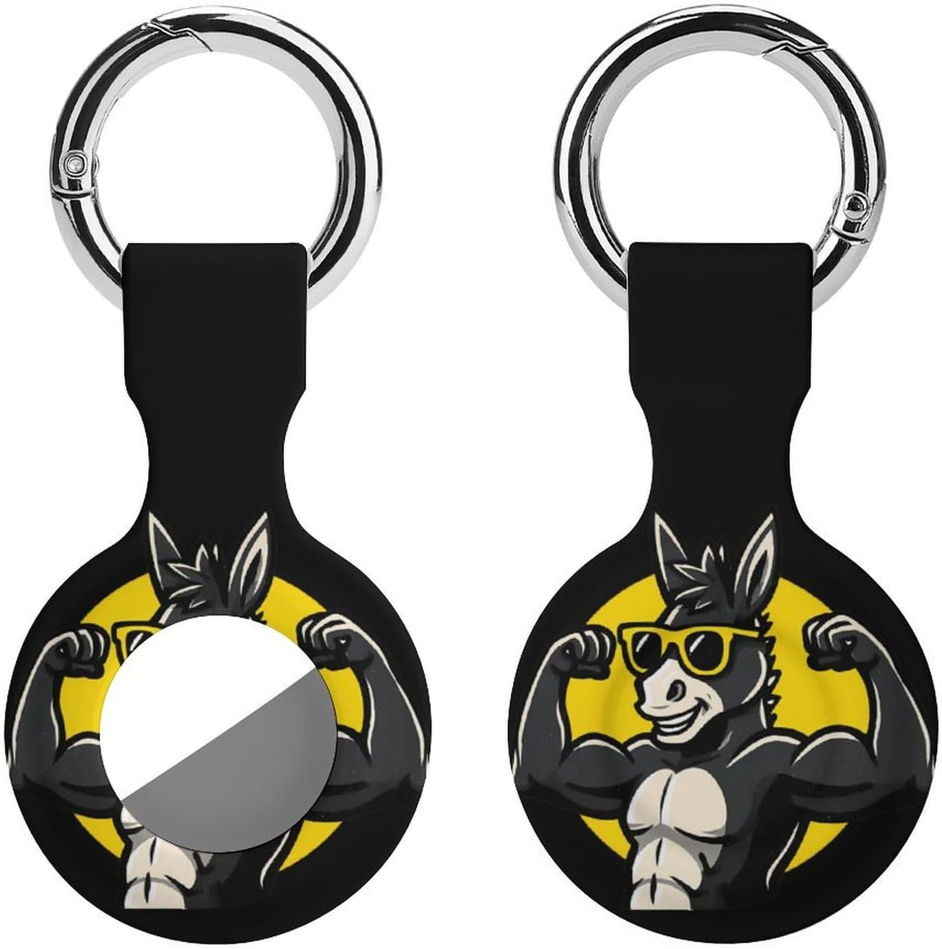 Donkey Fitness Muscle Building Case Compatible with AirTag Holder Cover with Keychain Ring for Bags Luggages