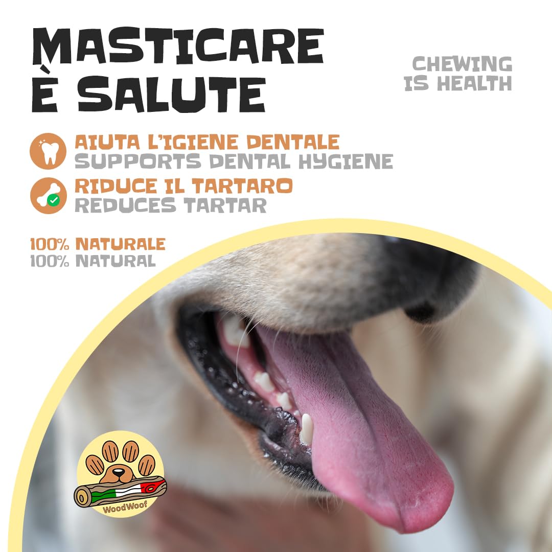 WoodWoof Masticativi Naturali per Cani Stick Ulivo S 60-120 g Antistress Igiene Dentale
