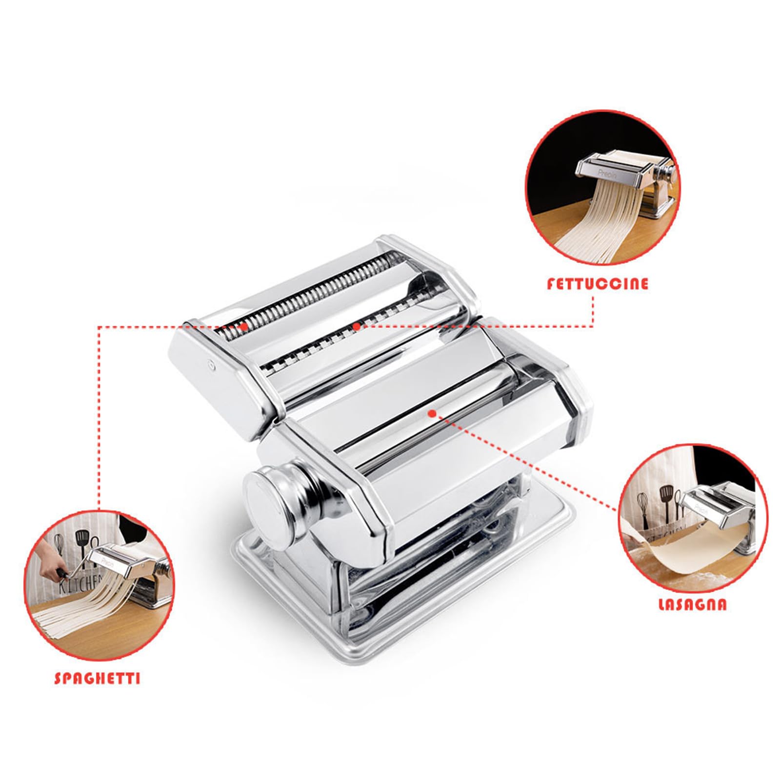 Máquina de pasta manual, Máquina Pasta Fresca, Máquina para Hacer Pasta Fresca Manual de Acero Inoxidable, Pasta fresca Maquina para Hacer Pasta, para espaguetis