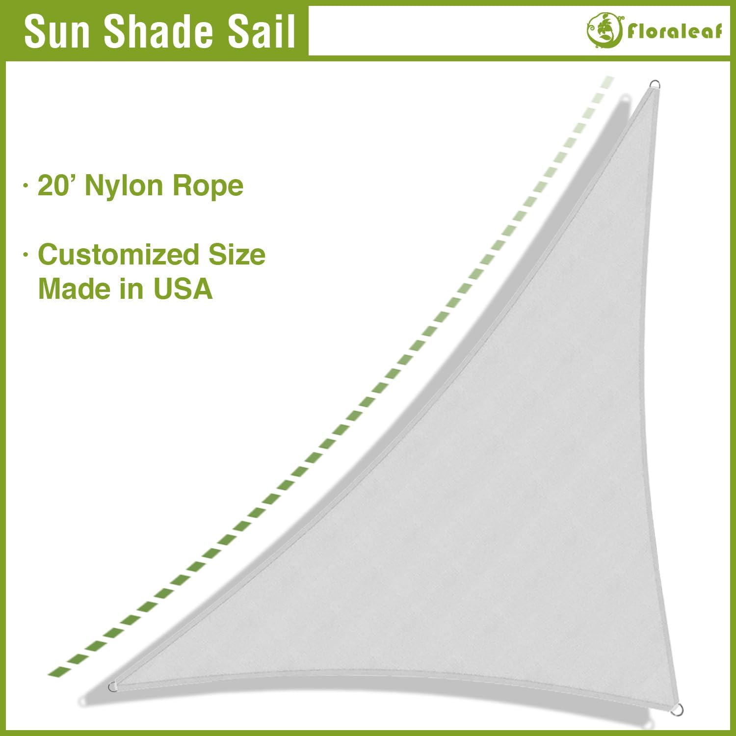 Sun Shade Sail 16' x 16' x 23' Waterproof Triangle Heavy Duty Canopy Awning UV Block Shade Cover Sunshade for Patio Garden Outdoor Backyard Beach Outdoor Activities, Light Gray