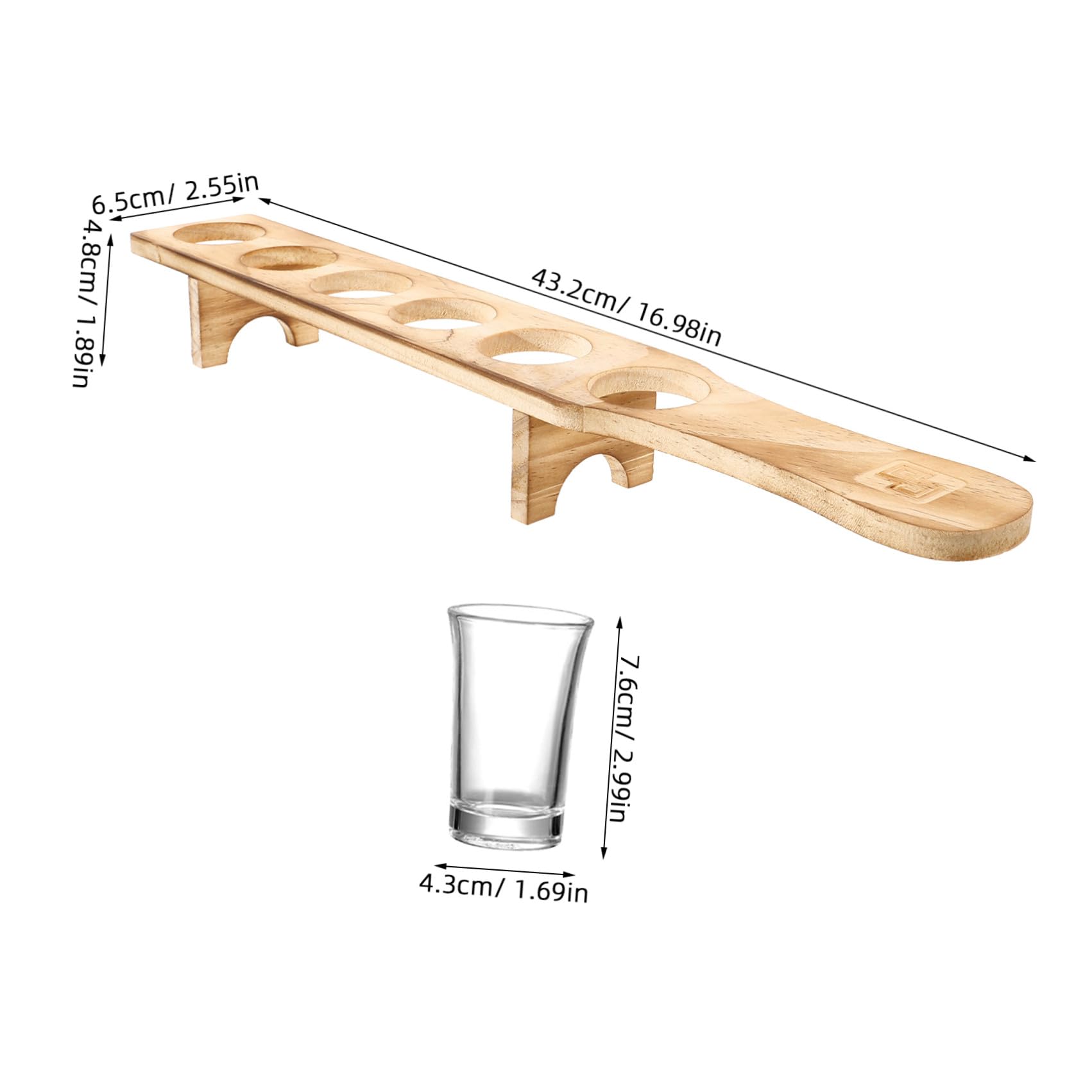 2 Set Set Bicchierini da Shot da 1,5 Oz con Vassoio in Legno Rustico
