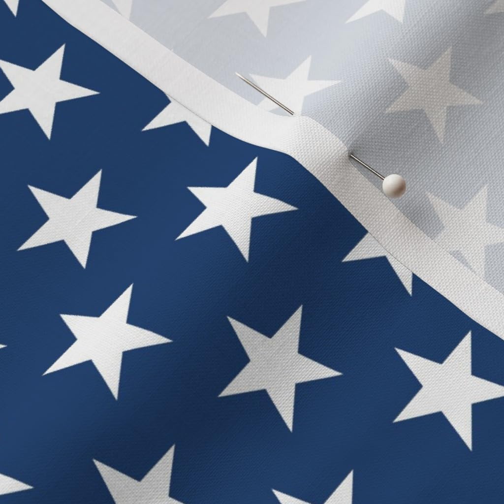 Spoonflower Fabric - Stars Blue Star Pattern White Patriotic Independence Tiny Day 4Th of Printed on Petal Signature Cotton Fabric by The Yard - Sewing Quilting Apparel Crafts Decor