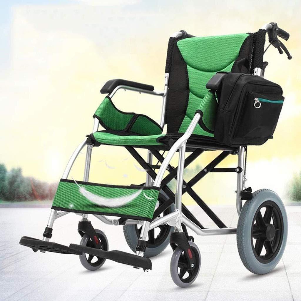 MU Camarero en Silla de Ruedas, Patinete con Doble Freno Neumático No Neumático Pedales Ajustables para Discapacitados/Ancianos,Azul