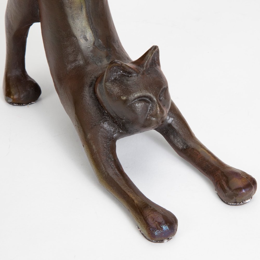 Creative Brands Cast Iron Stretching Cat Paper Towel Holder | 9.5-Inch Tall Kitchen Bathroom Decor