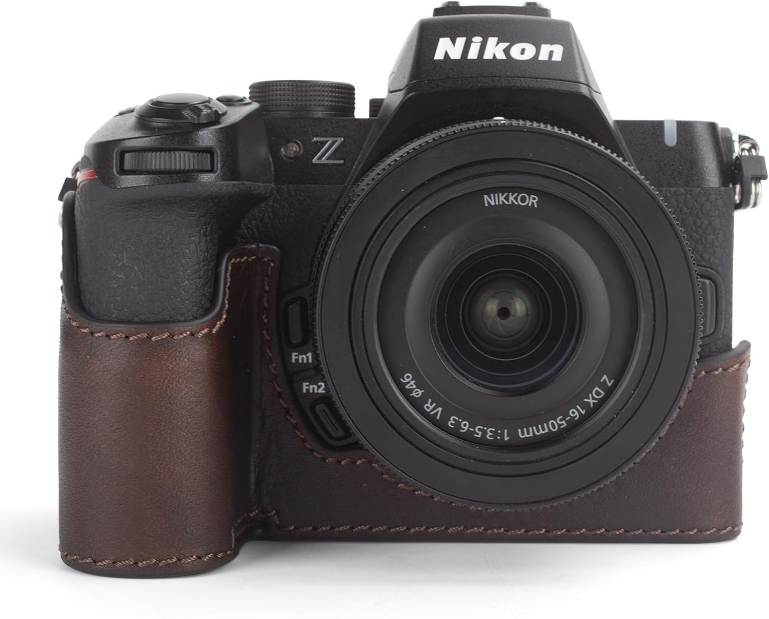 MUZIRI KINOKOO Case Compatible for Nikon Z50 II Digital Camera, Retro Style Premium Genuine Leather Z50 II Half Case Protective Cover - with Opening Bottom and Hand Grip Design - Coffee