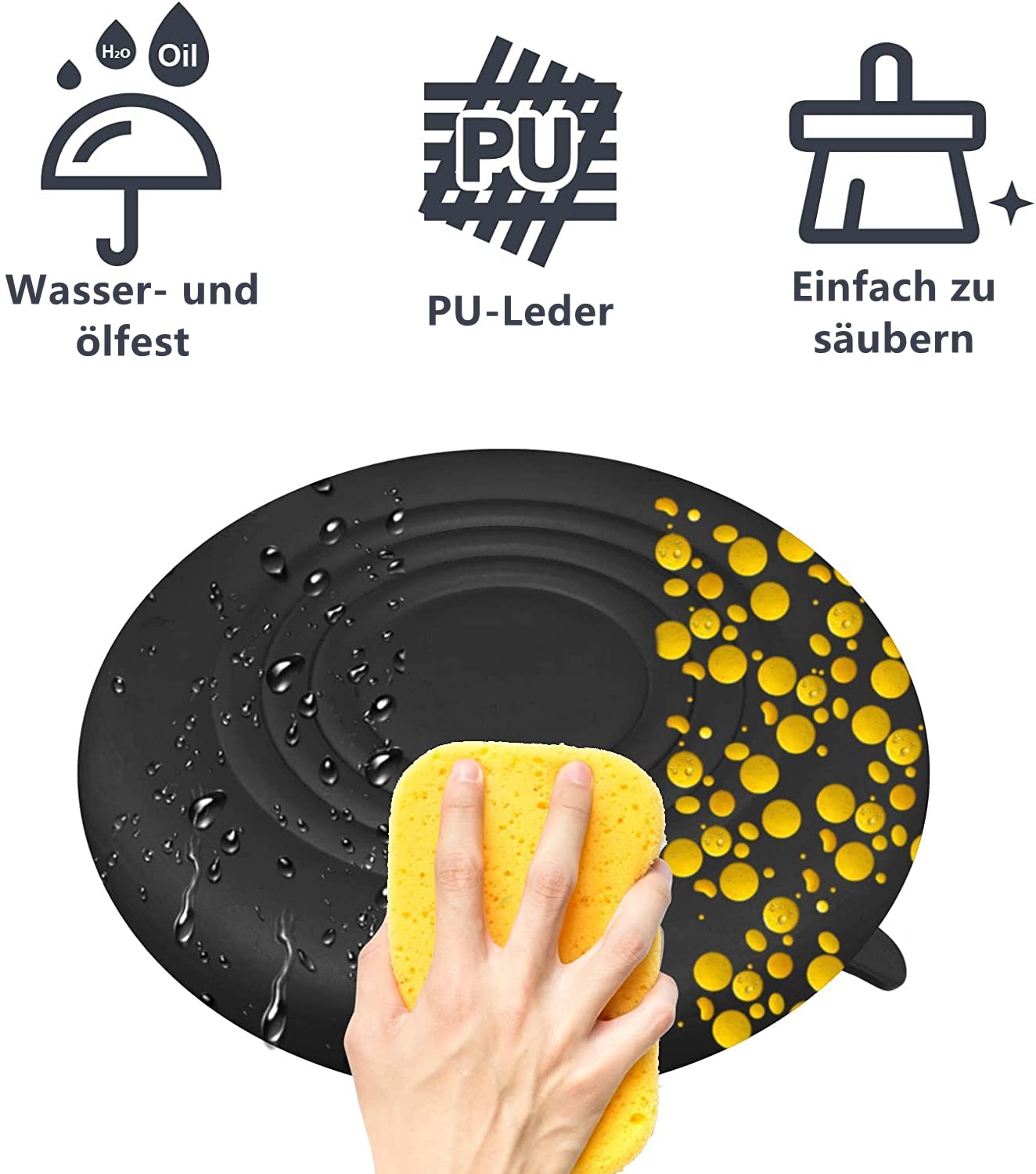 Rollhocker Arbeitshocker Drehhocker Höhenverstellbar 360° Drehbar Bürohocker Drehhocker für Büro Salon Massage Spa (1, Schwarz1)