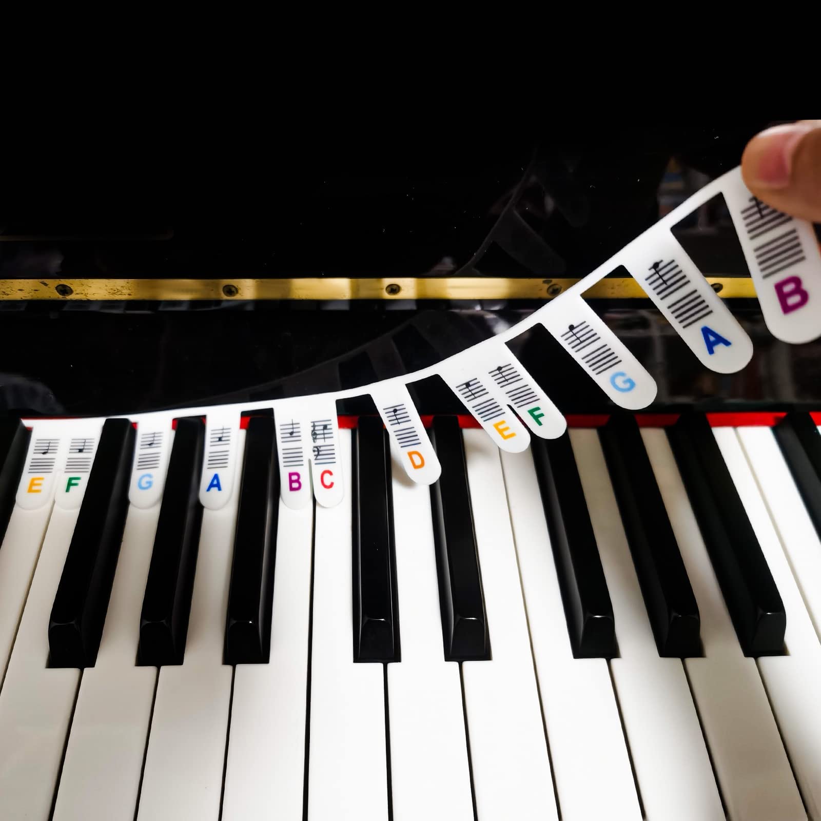 zalati Piano Keyboard Note Guide Silicone Reusable Key Labels with Box for 88 Keys Beginner - Multicolor - Image 2