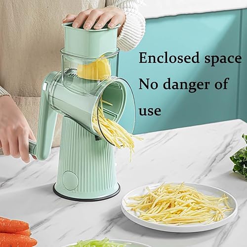 Miniatura 2 de 5 en 1 Rallador de queso rotativo Rebanador de verduras, acero inoxidable, verde