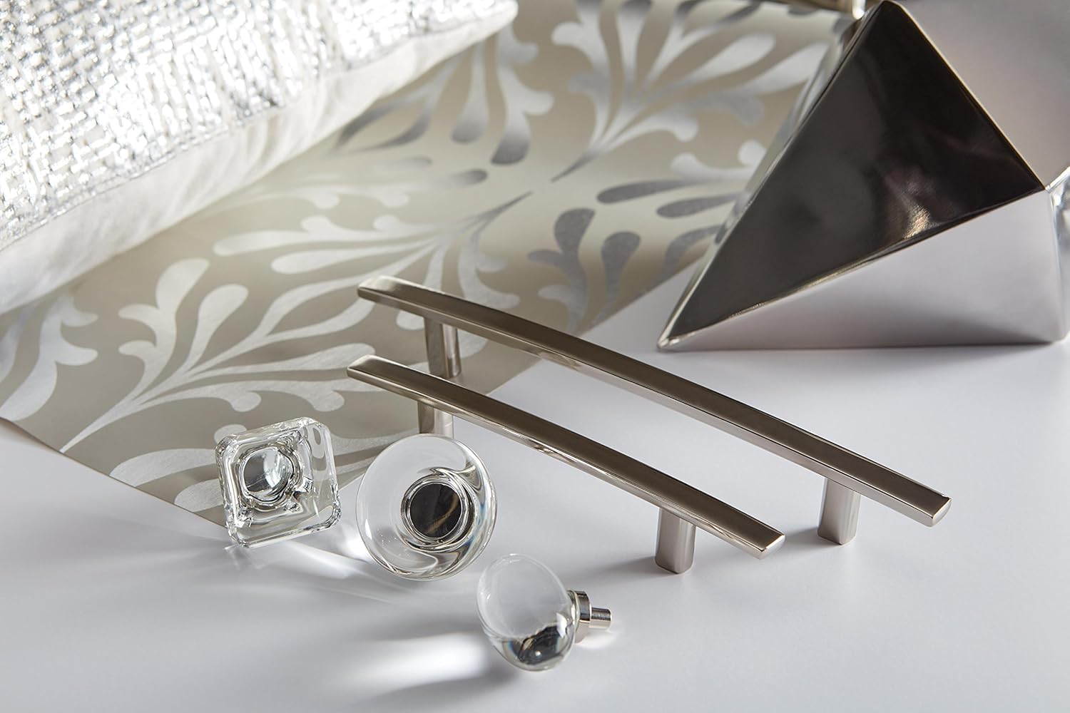 Amerock | Cabinet Knob | Clear/Polished Nickel | 1-3/4 inch (44 mm) Diameter | Glacio | 1 Pack | Drawer Knob | Cabinet Hardware