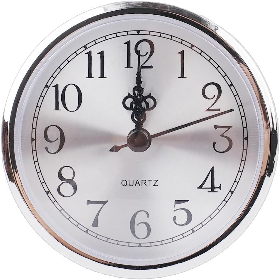 90mm Arabic Numbers Quartz Clock Movement Insert Gold Trim Replacement Clock Parts(Silver)