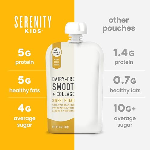 Miniatura 7 de Serenity Kids Alimento para bebés sin lácteos sin lácteos, orgánico por la USDA, proteína de colágeno alimentada con pasto, bolsa de 3.5 onzas sin