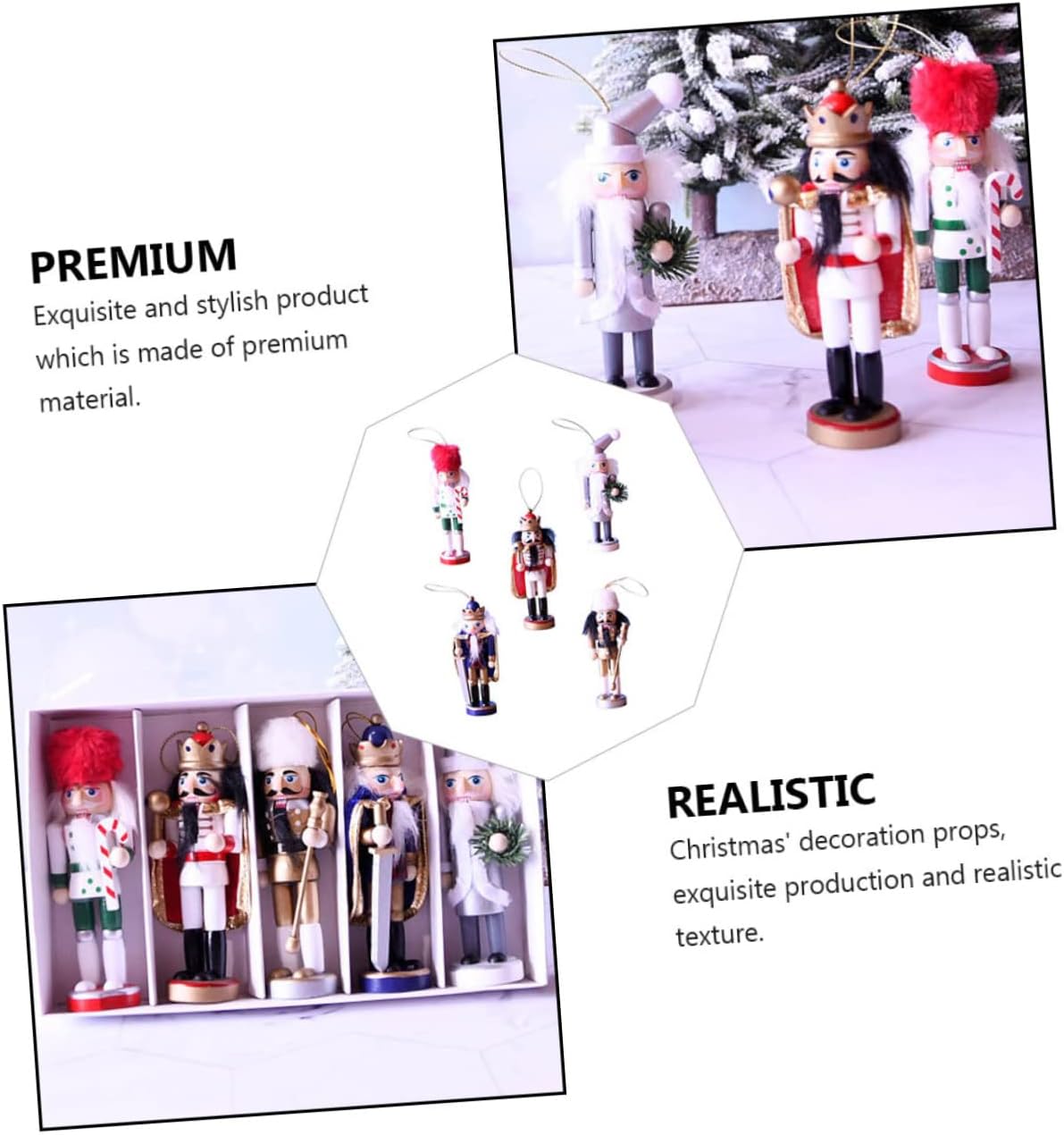 5pcs Christmas Nutcracker Puppet Decor Cheerful Indoor Festival Ornament for Holiday Scene Decoration Nutcracker Figures for Xmas Celebrations