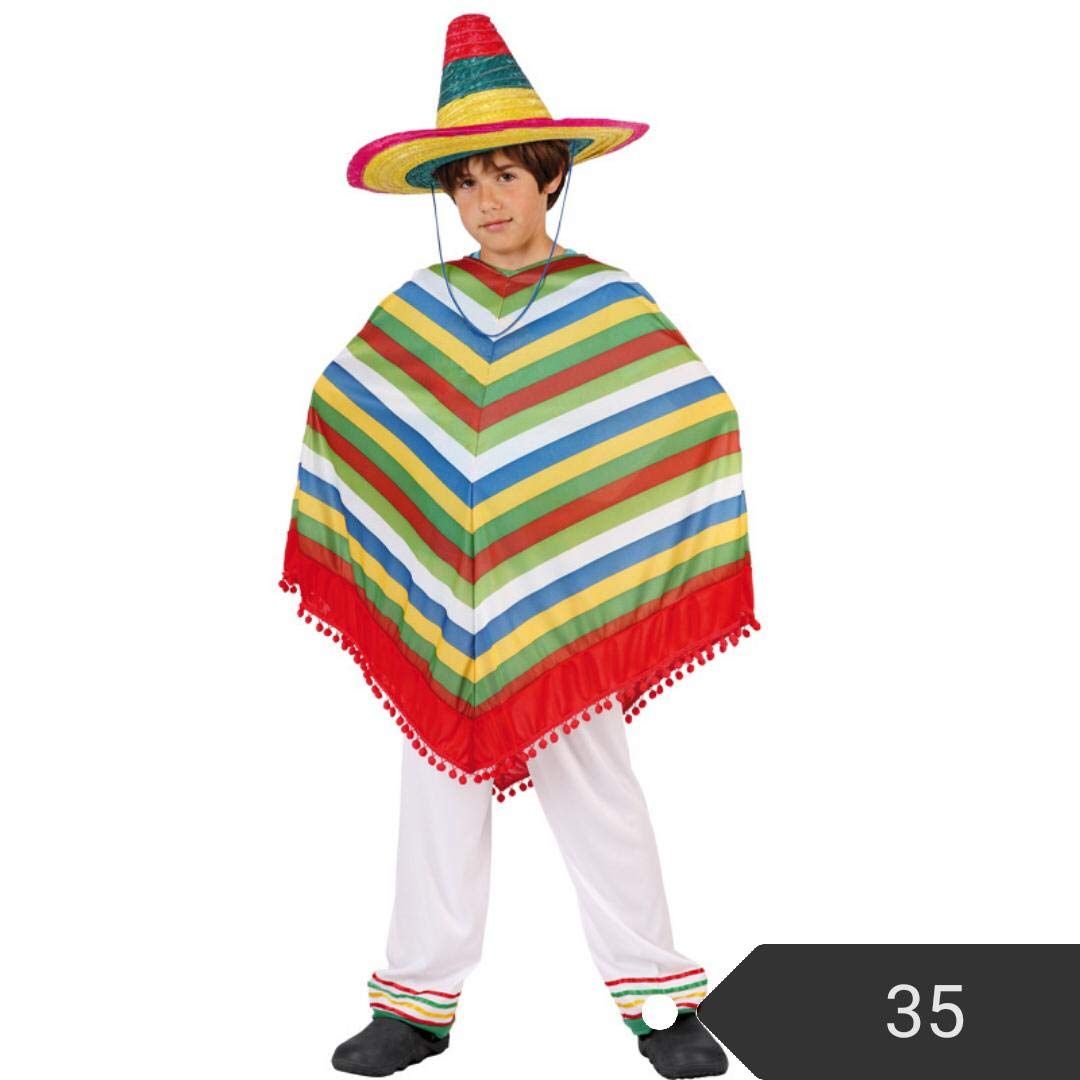 The two-piece boys Mexican cosplay costume is suitable for ages 3-12 (5-6 years) without hat
