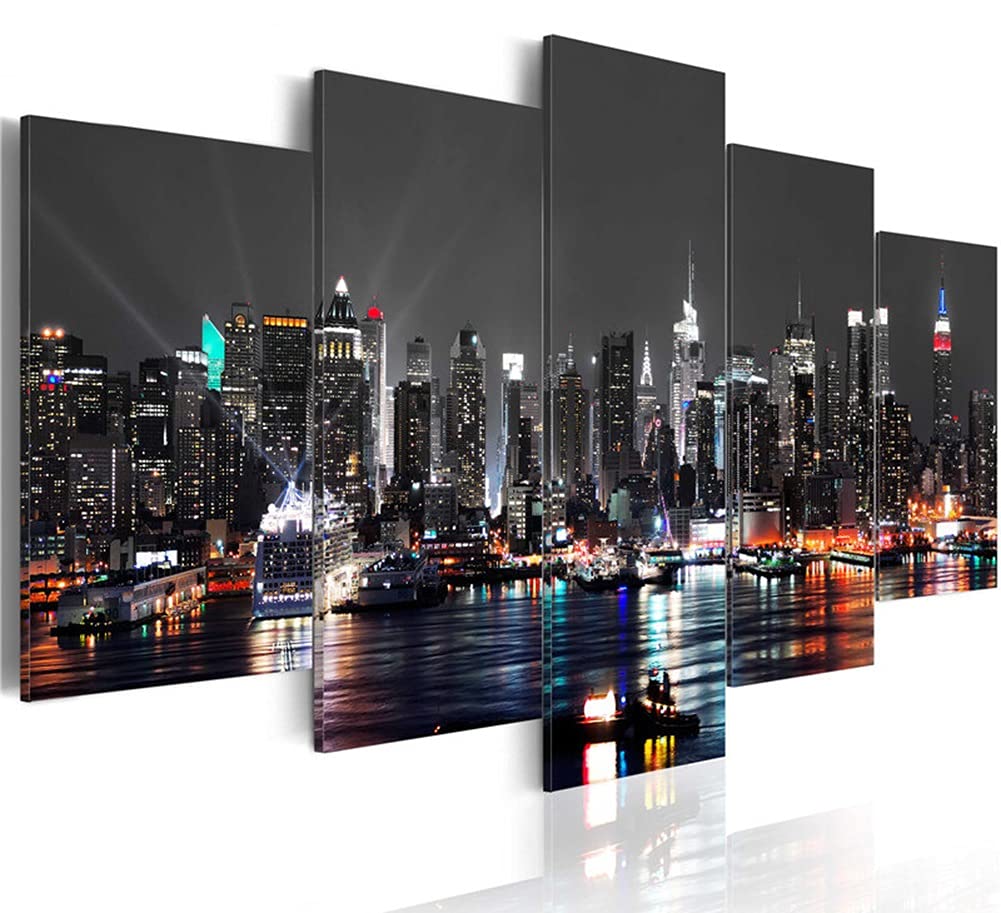 Toile Esprime Art 5 panneaux style urbain de taille 100x50cm avec cadre photo