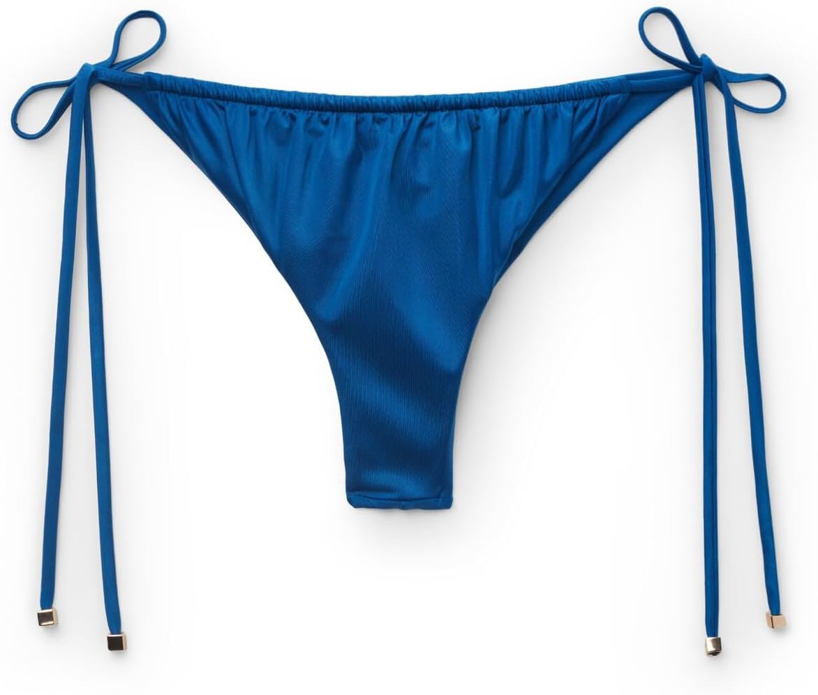 CALZEDONIA Woman's Satin Brazilian String Bikini Bottoms