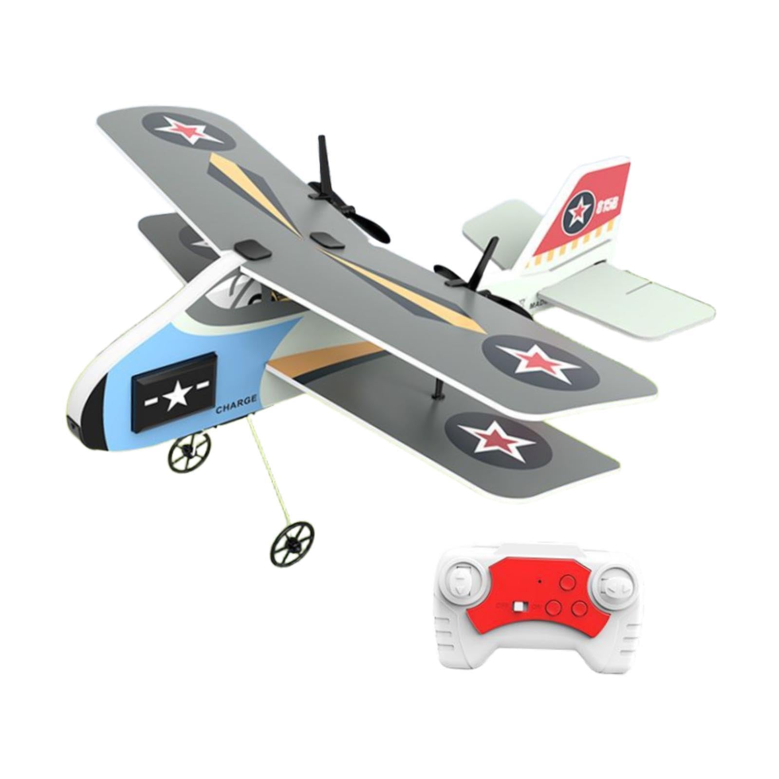 Avión de Juguete Teledirigido RC Planeador de Espuma con Dos Canales para Principiantes, Función de Ajuste de Cola, Adecuado para Niños, Gris