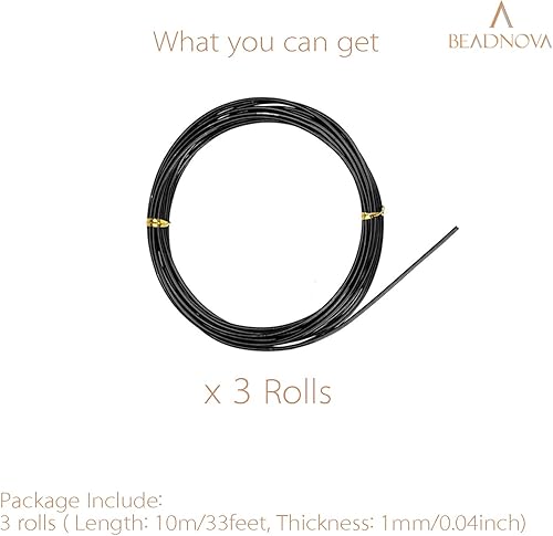 Miniatura 3 de BEADNOVA Alambre de árbol bonsái de 98 pies, alambre de entrenamiento de árbol bonsái de aluminio negro para plantas de interior y exterior (negro,