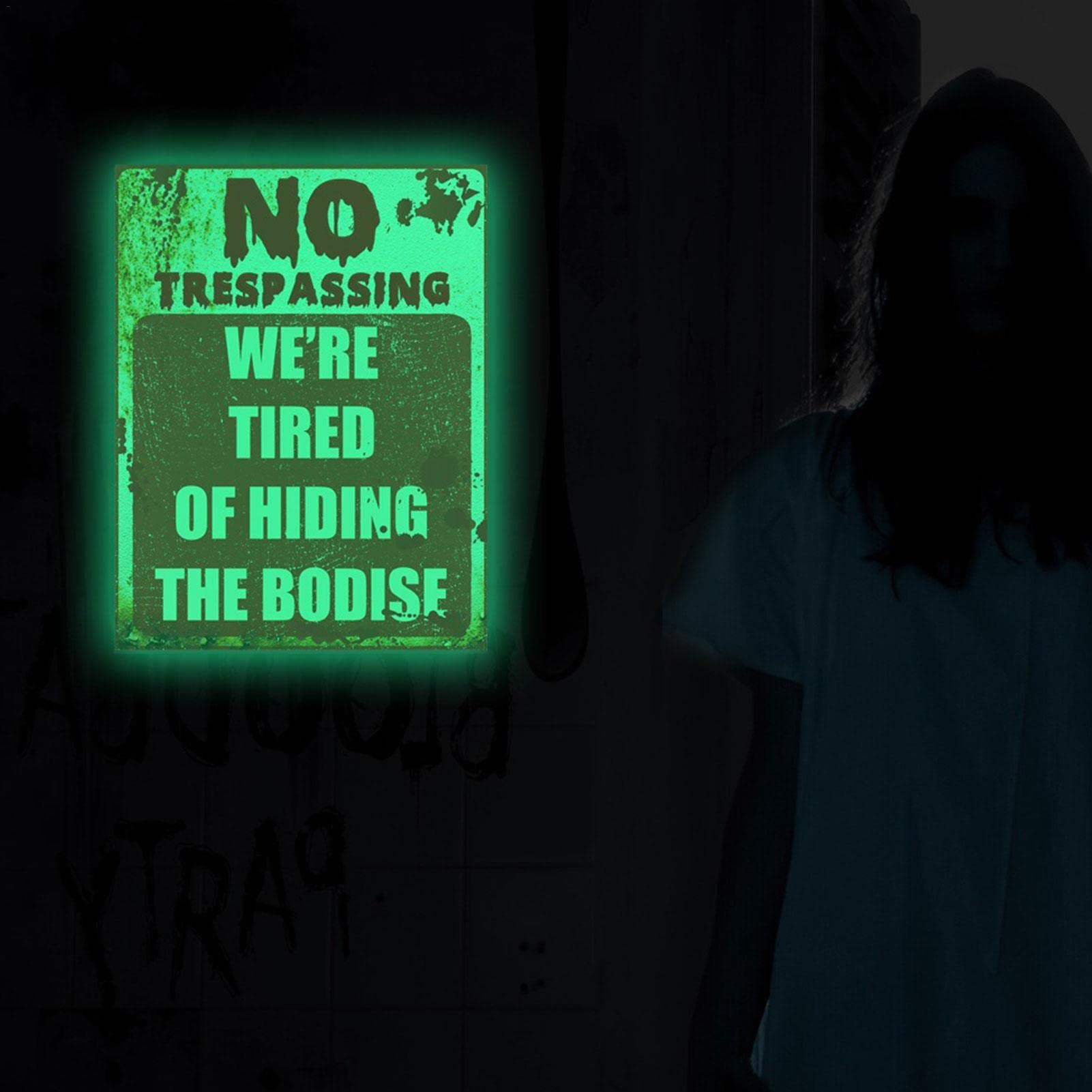 Halloween-Schild „No Trespassing“ – Gruselige Outdoor-Deko Aus Aluminium, Wetterfest & Reflektierend