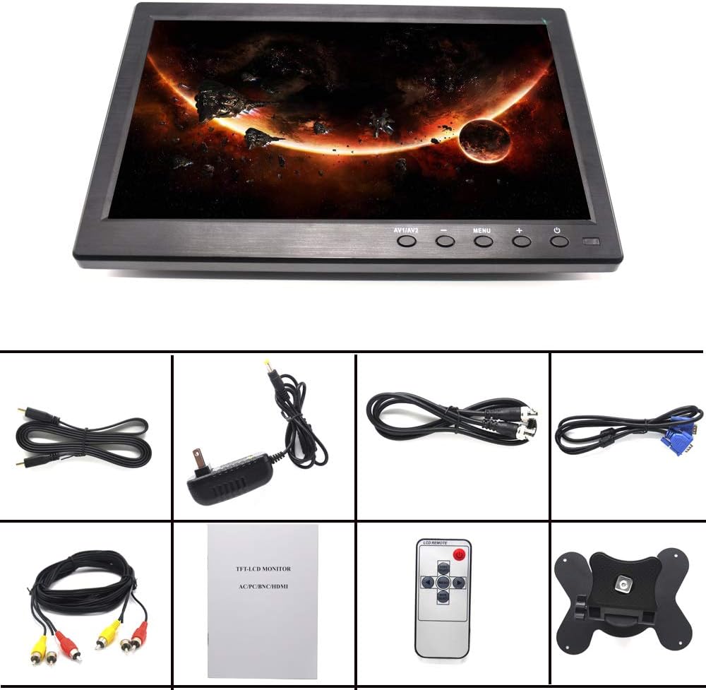 One-Day Sale: Up to 40% Off Padarsey 10.1” HD Monitor for Mini TV & Car Video Player & Computer Display TFT LCD Color Screen for Car Backup Camera & Home Security System Built in Speaker Support BNC/AVI/VGA/HDMI