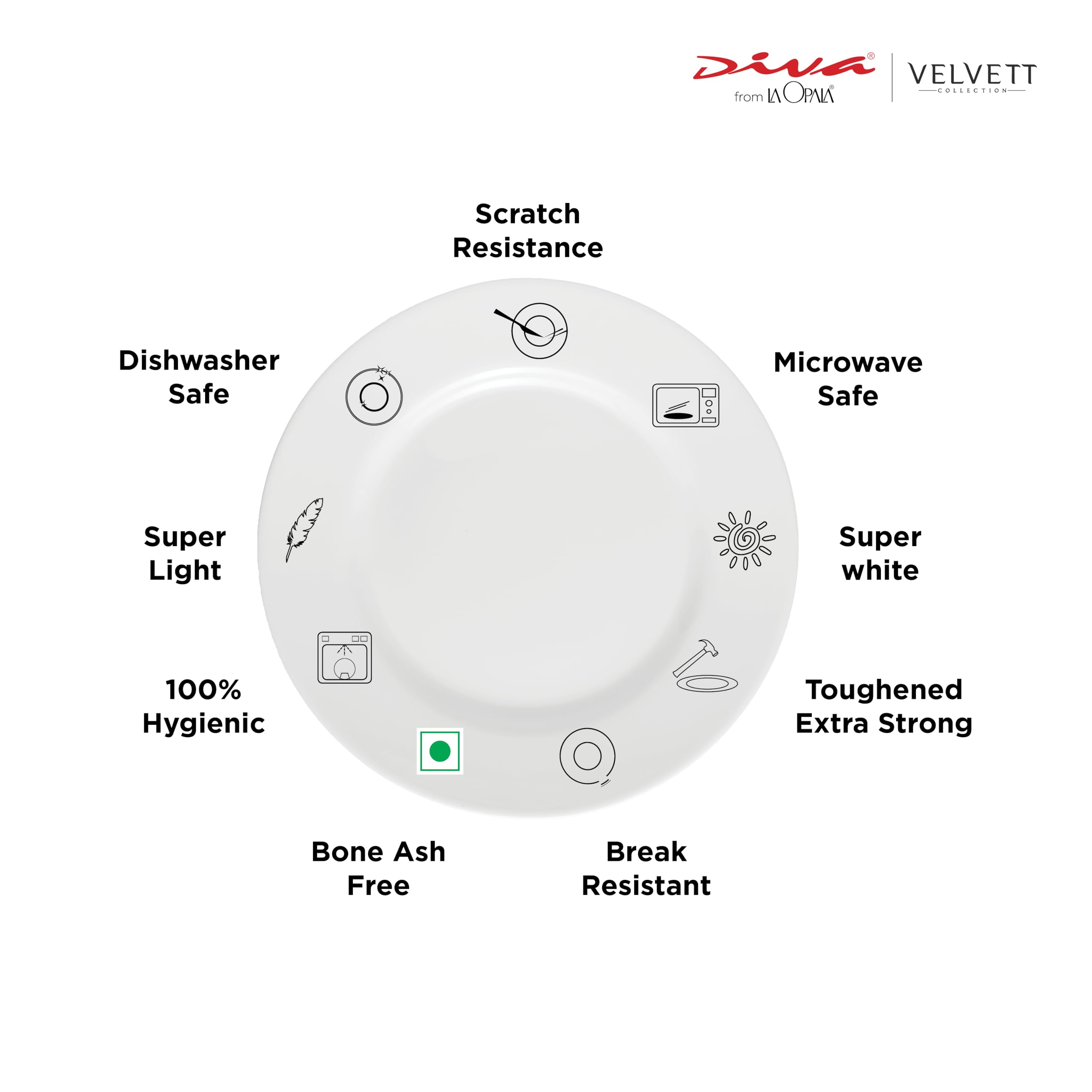 La Opala Diva Dinner Set - 62 Piece Grey Tableware -5