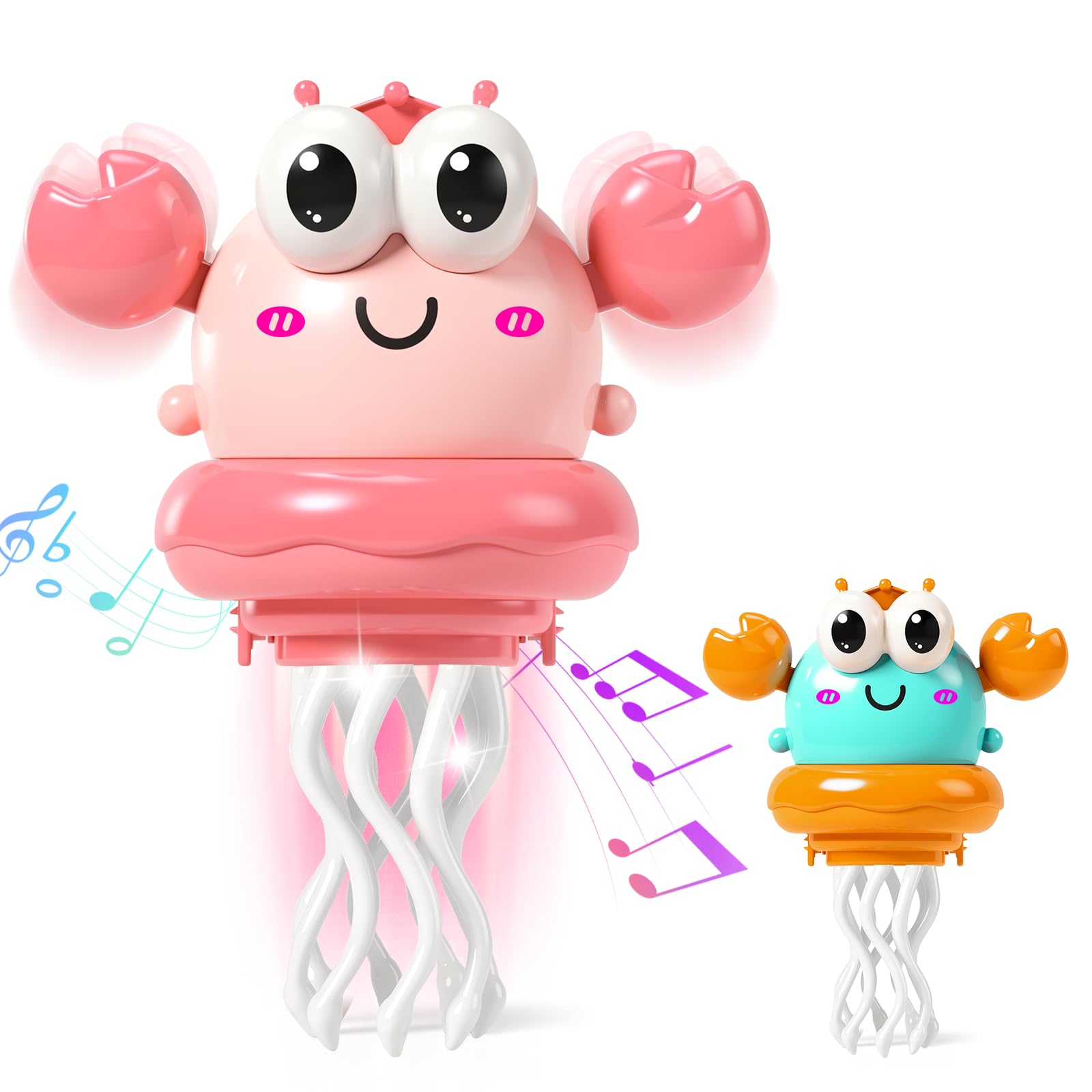 GYMSTR Dancing Crab Baby Toy,Tummy Time Toys Sensory Toys for Babies Toys 0-6 to 12 Months,Crawling Toys With Led Lights and Music 1st Birthday Gift (Pink)