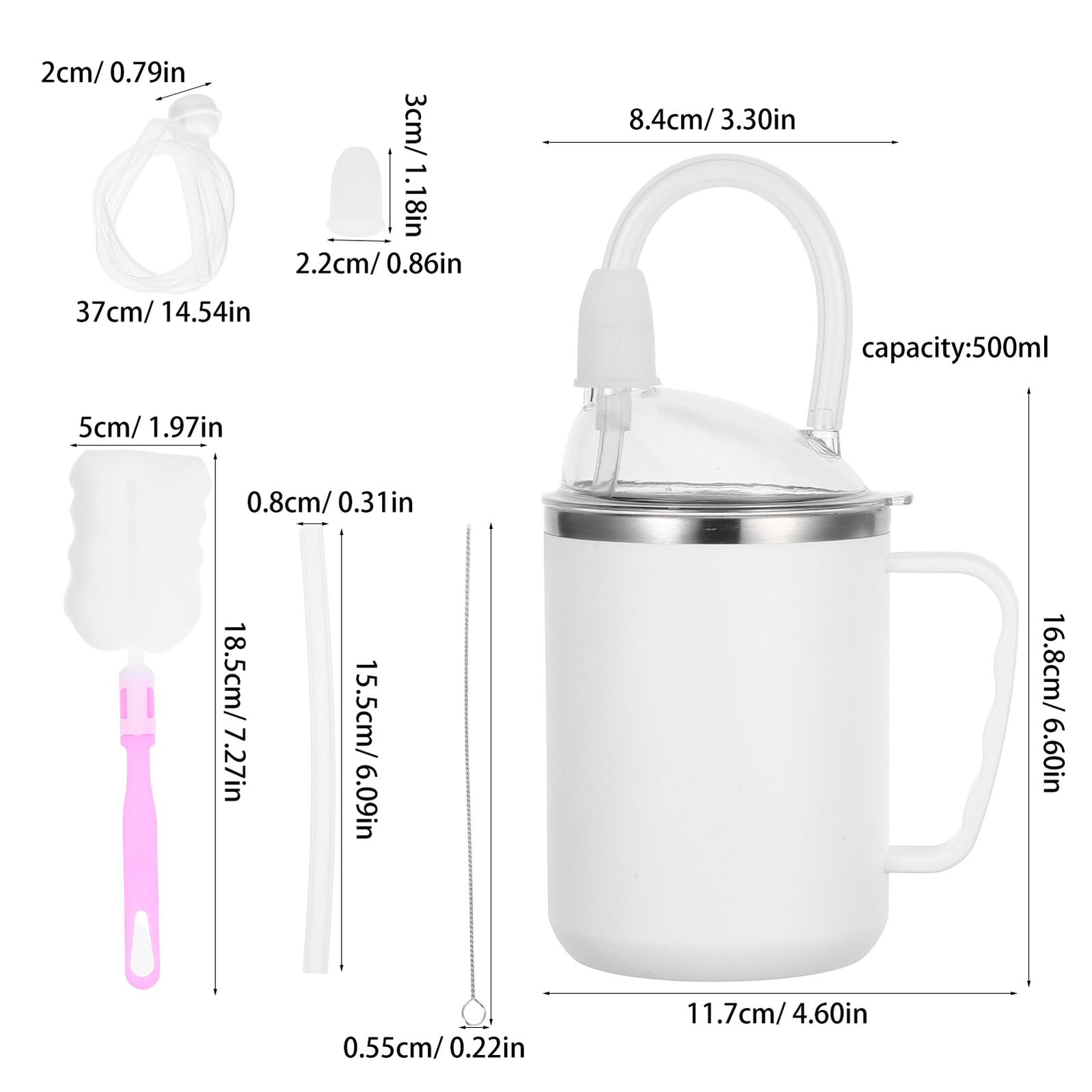 Leichter Auslaufsicherer Trinklernbecher 500 ml mit Strohhalm und Anti Erstickungs Design für Senioren und Pflegebedürftige Erwachsene