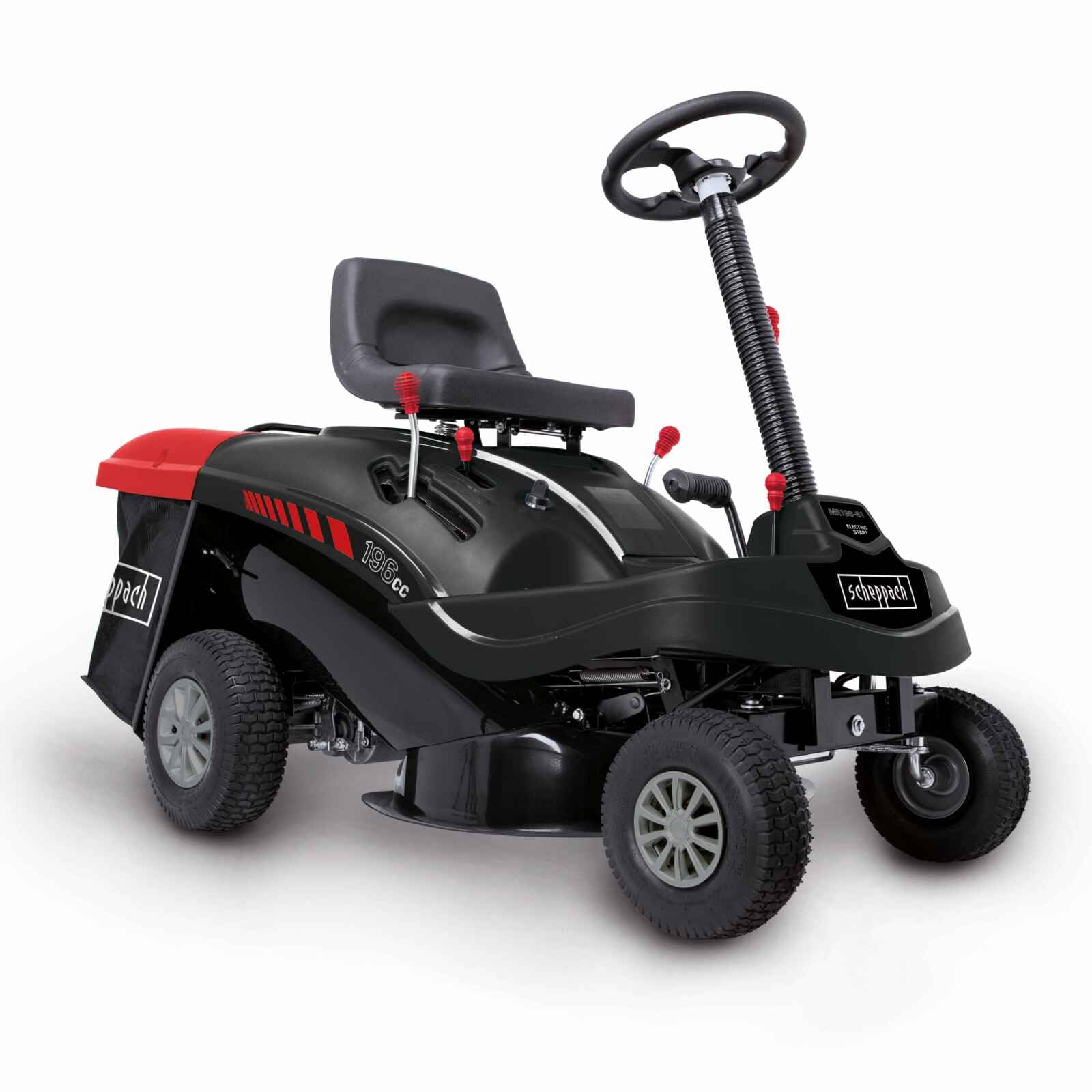 Scheppach Tondeuse à Gazon autoportée MR224-61 – Moteur 4 Temps 5,0 KW – 6,8 CV - Largeur de Coupe 61 cm – Hauteur de Coupe réglable sur 5 Positions – Démarrage électrique