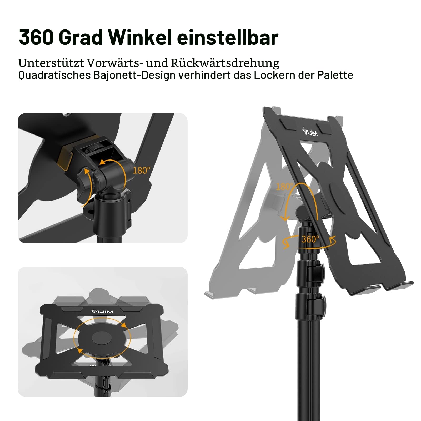 ULANZI Beamer Ständer Höhenverstellbar von 60 bis 150cm Aluminium Laptop Beamer Stativ Ständer mit Klapplatte 3KG lasträgt, 360° & 180° Eingestellbarer Tragbarer Notenständer