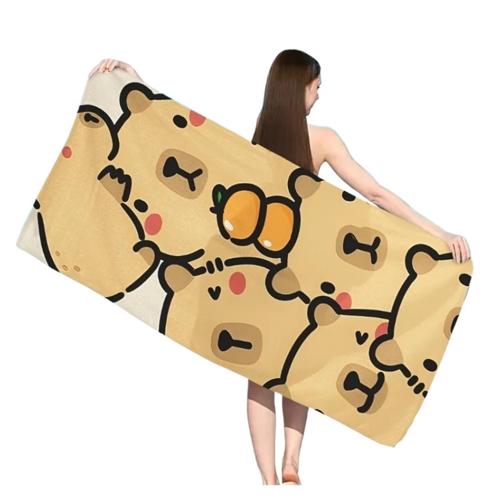 WSQHAO Cute Animal Microfiber Bath Towel Suitable For Lightweight, Soft, Quick-Dry Machine Washable Large Towels With for Shower(160X80CM-63X31in)