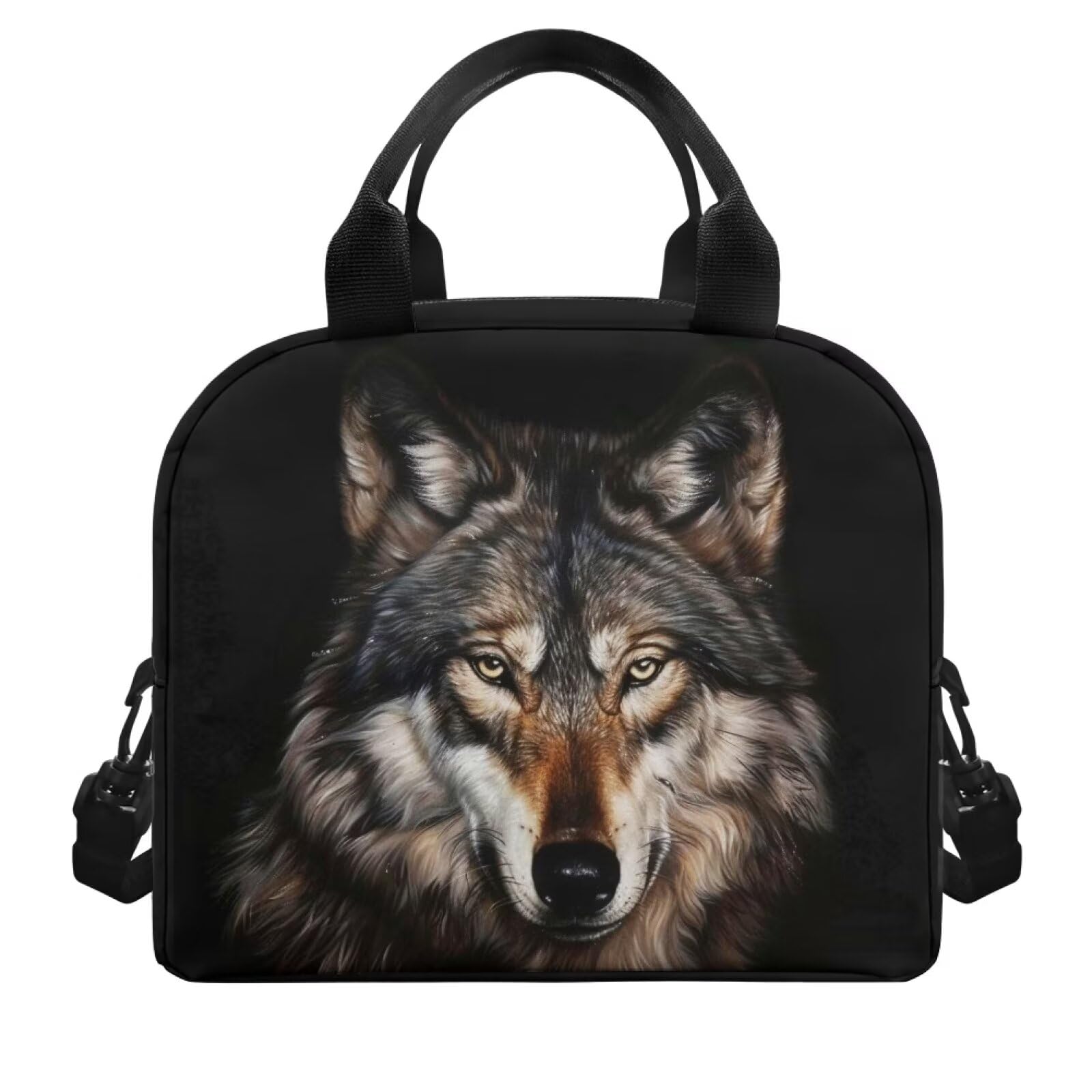 ZUXONGSY Wolf Lunch Box Kids 8-10/10-12 Black Lunch Bag for Girls Lunchbag Reusable Lunchbox with Pockets Food Handbags Women Picnic Lunch Box