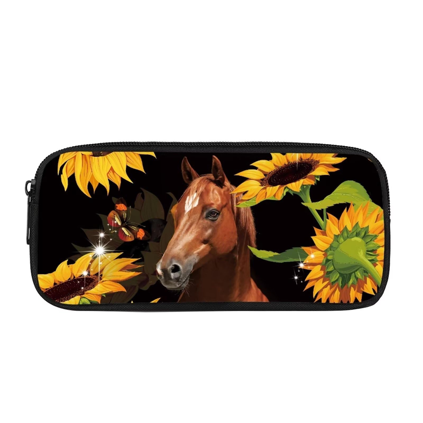 Belidome Horse Sunflower Pen Pouch Holder Stationery Makeup Cosmetic Bag โ image 1