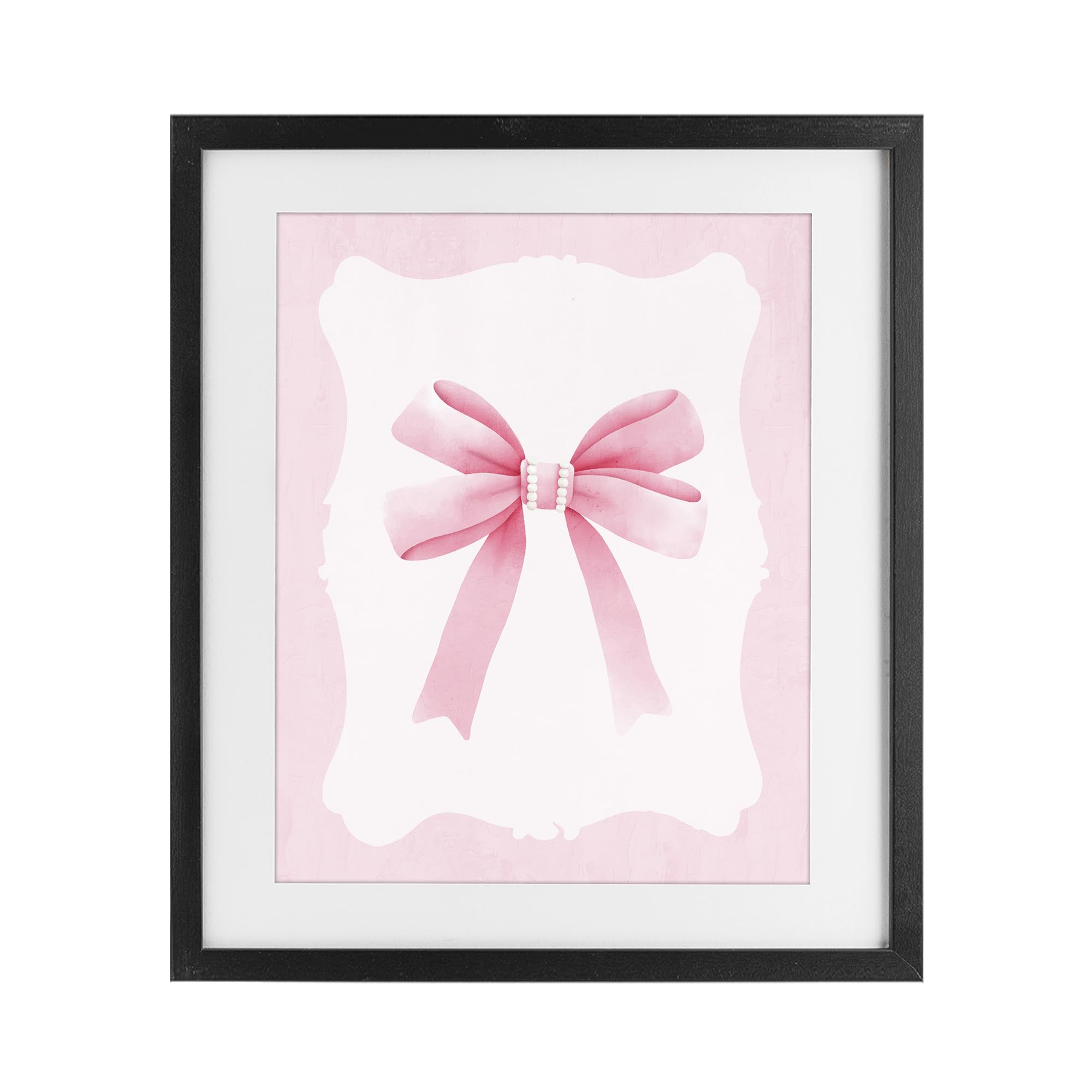 Stupell Industries Midnight Black (Textured) 'Feminine Bow With Pearls', Framed Print Under Glass, Black, 13 X 16 Inches, Easy To Hang And Sturdy, Made In Usa, By Kim Allen
