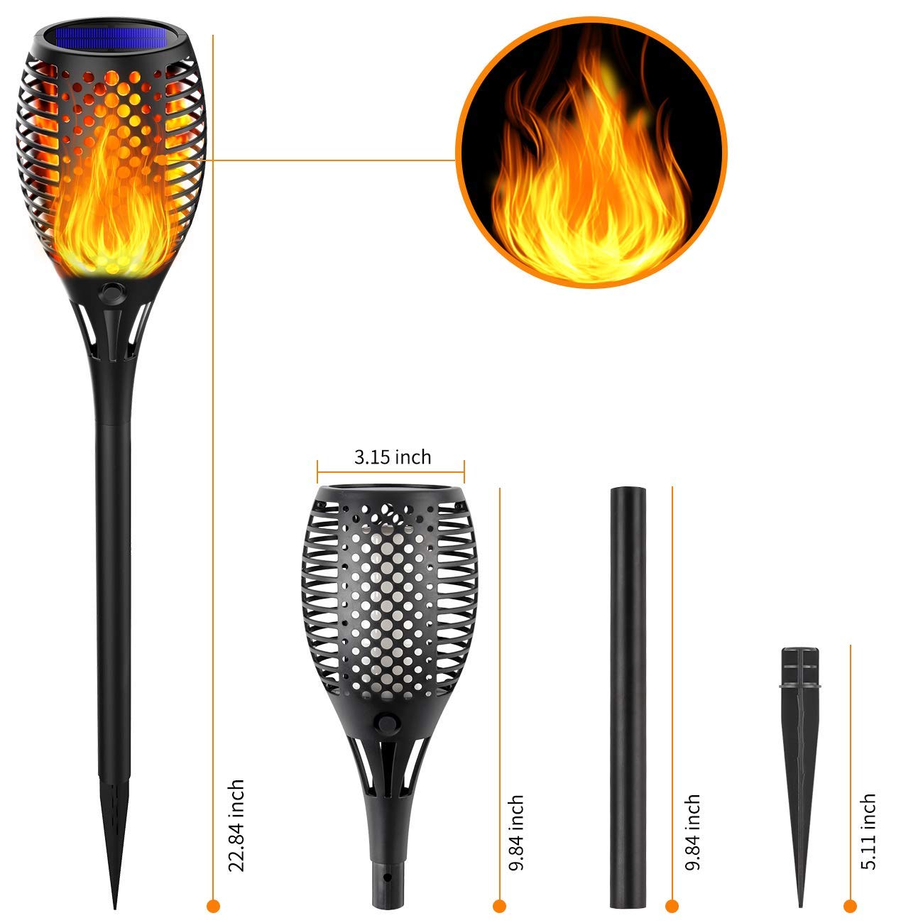 Luci Solari Da Giardino A Effetto Fiamma - 2 Pezzi, Impermeabili IP65, Altezza Regolabile - Foto 12