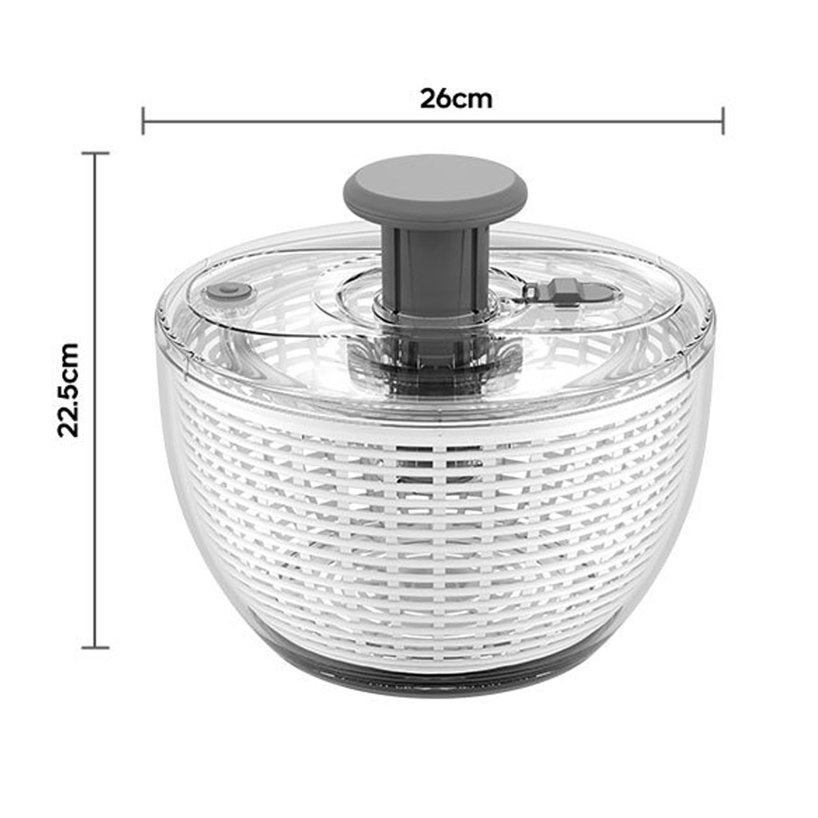 Essoreuse à salade – Séchoir à laitue et lave-légumes de 6 L avec design de verrouillage, arrêt à un bouton, base antidérapante, gadget de cuisine facile à nettoyer pour les verts, herbes, baies et