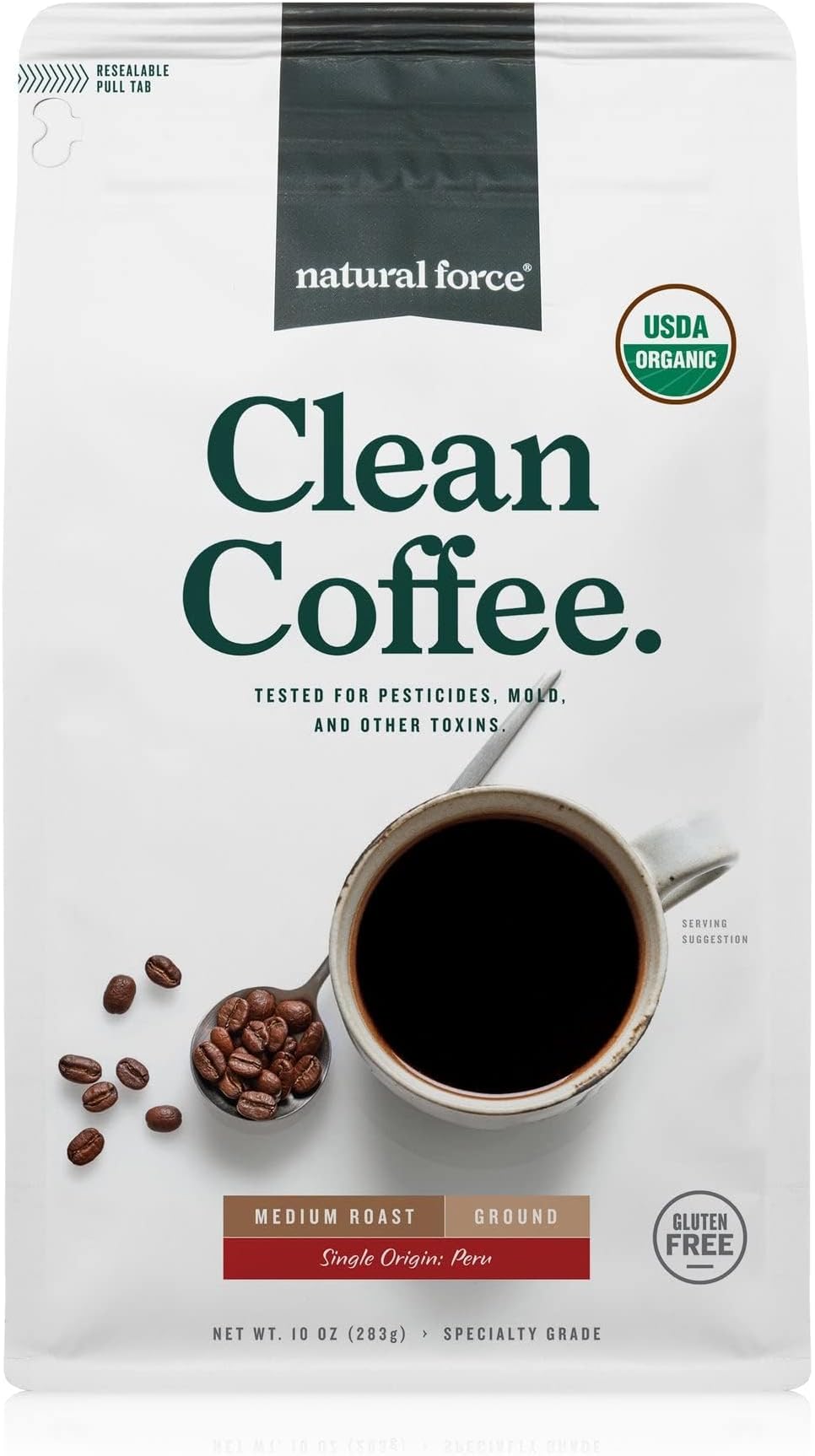 Organic Mold Free Coffee, High CGA Coffee, Mycotoxin Free, Low Acidity, Incredible Taste & Aroma, Ground Medium Roast, 10 oz