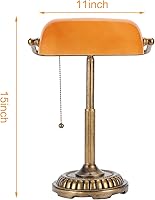 Vista 5 de NISSAFORS Bankers Lamp, Amber Desk Lamp with Pull Switch, Vintage Table Lamps for Home Office, Library, Piano (Amber) (USADO)