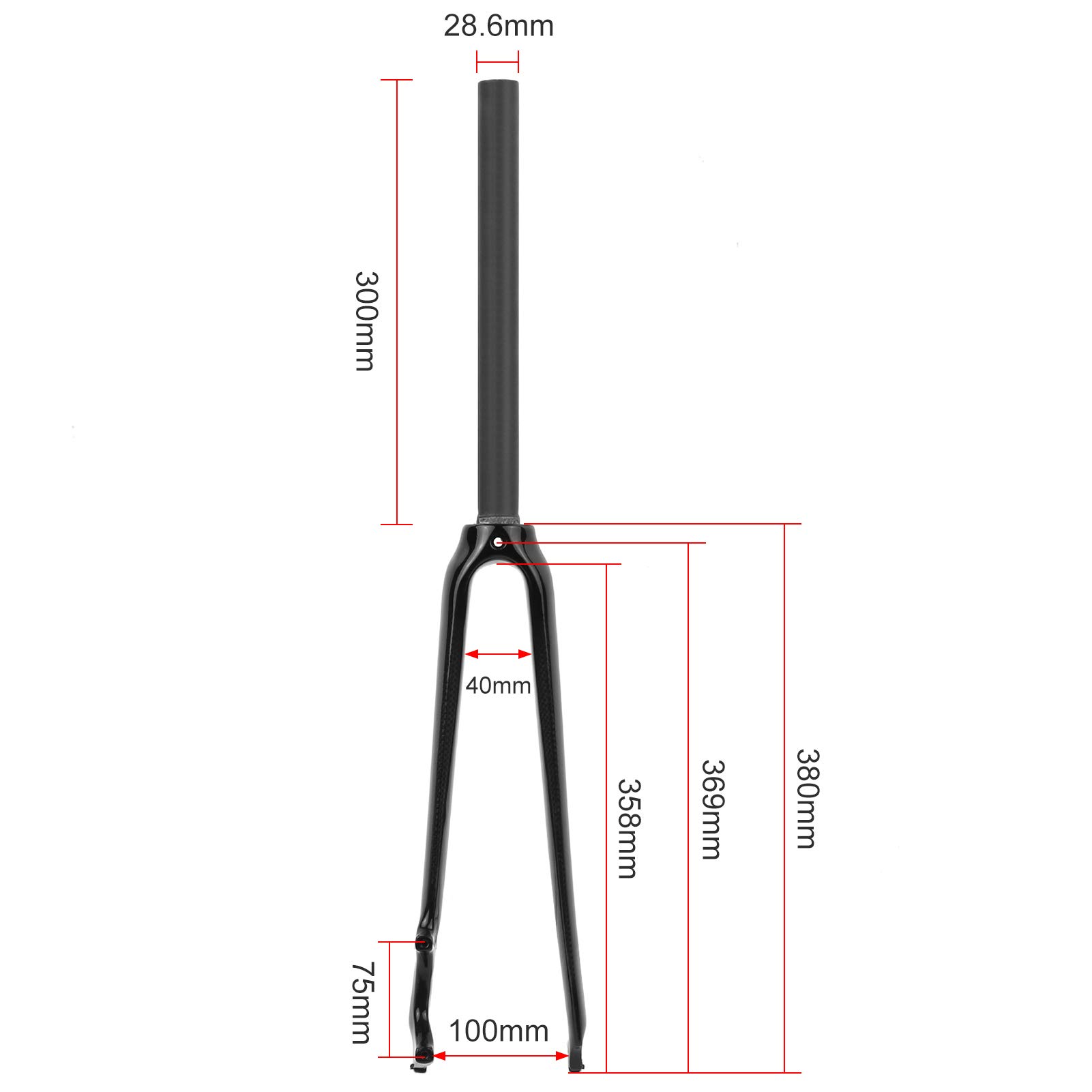 Fourche de vélo ultra résistante en fibre de carbone 700C Fourche de vélo de route 28,6 mm