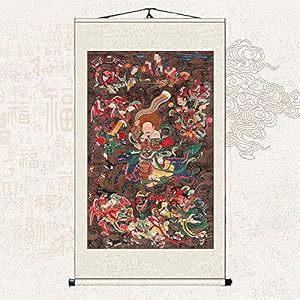 Thangka-Gemälde, tibetische Thangka-Wandbehang, Dojo Tianzun-Statue Bild Seidenrolle Zeichnung Schlafzimmer Dekoration Malerei for Wohnzimmer-milchig (Color : Khaki) (Color : Milky)