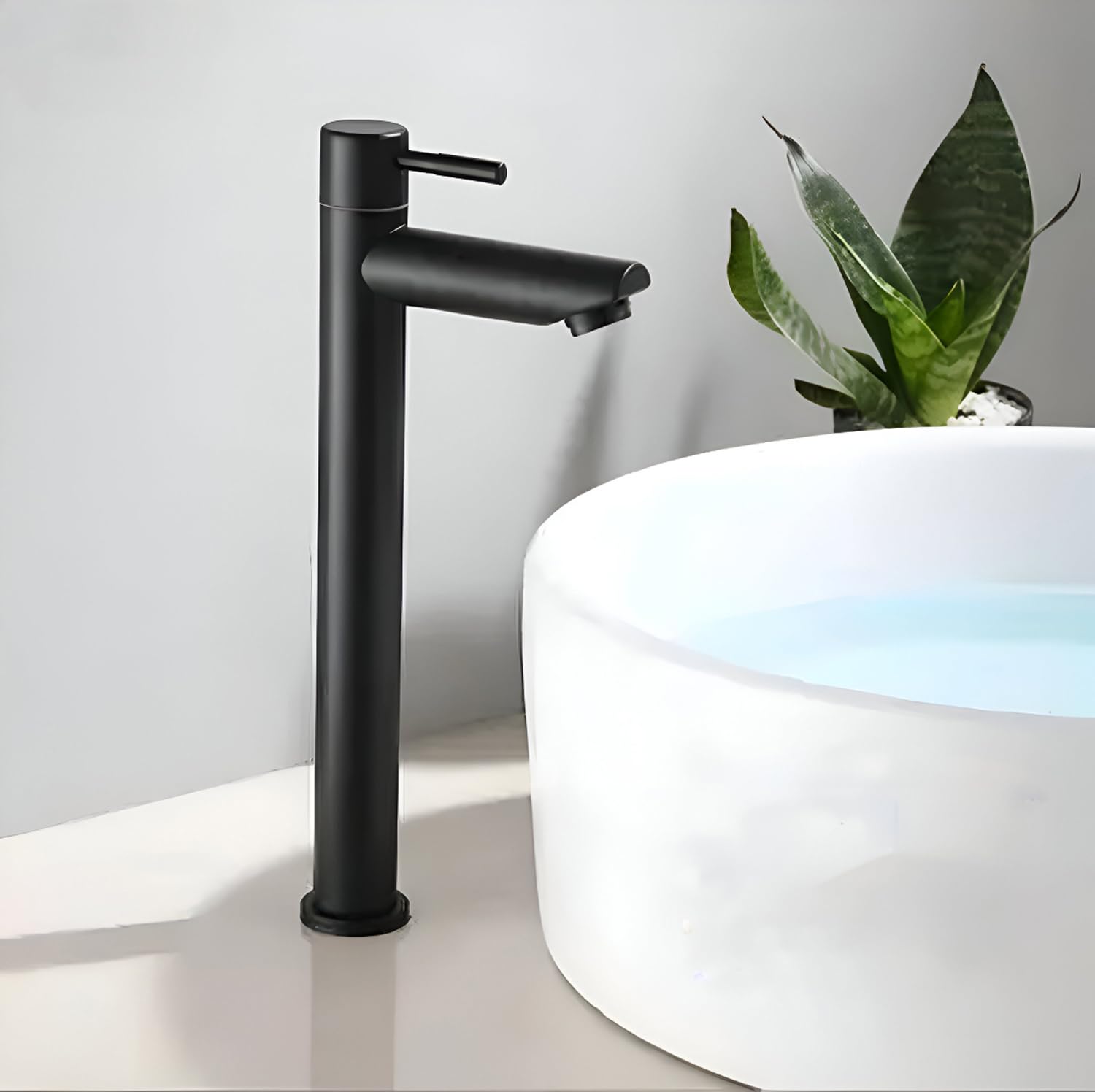SPAZIO Black PVD Coated Turbo Tall Pillar Cock Tap with Long Spout & 12 Inches Tall Body Tall Boy Extended Pillar Tap Faucet (Deck Mount Installation Type)-image-1